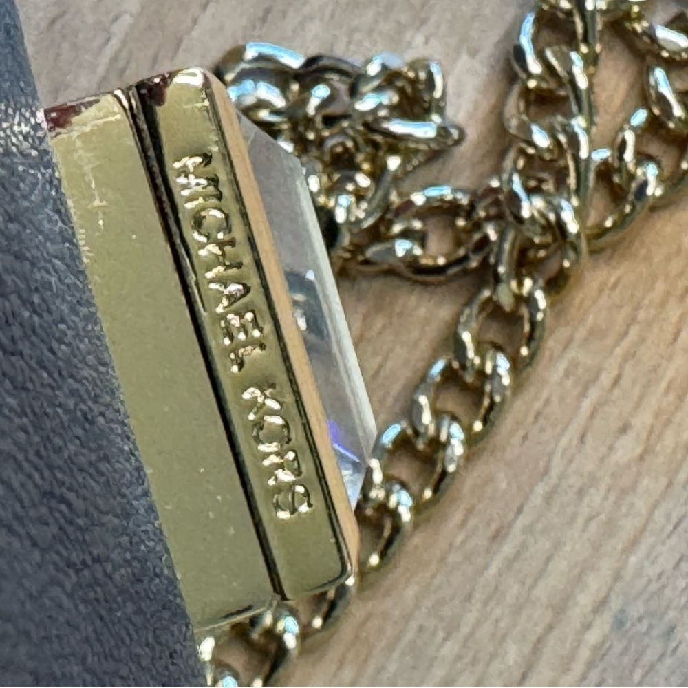 Michael Kors Black Leather-Gold Chain Dinner Purse Shoulder Bag Clutch 10x7 - Picture 10 of 16